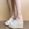 Fashion 2025 Summer New Mesh Women's Open Toe Slippers Round Toe Platform Wedges Sandals Outdoor Hollow Breathable Daily Casual Slippers