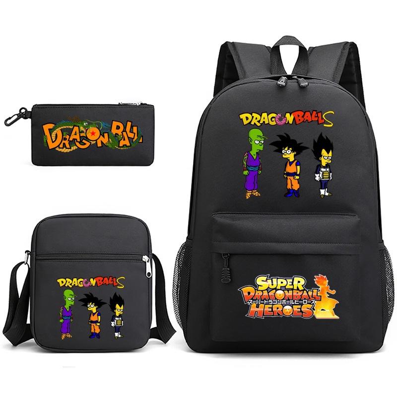 Dragon Ball Super Z Printed Backpack 3-Piece Set Casual Outdoor School Bag 3-Piece Set
