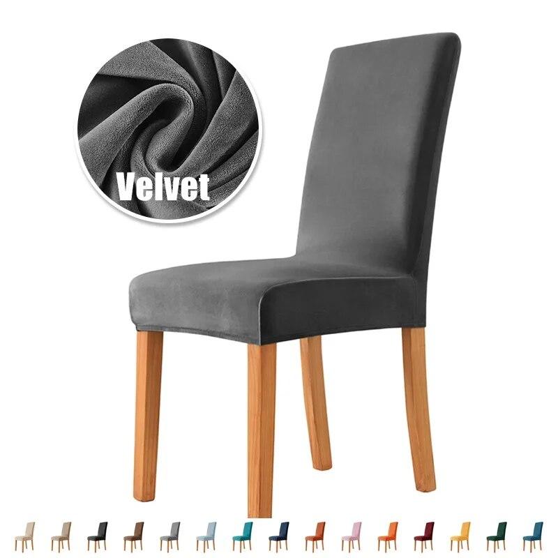 1/6pc Velvet Elastic Dining Chair Covers Spandex Chair Slipcover Dining Room Stretch Chair Seat Protector Wedding Party Banquet