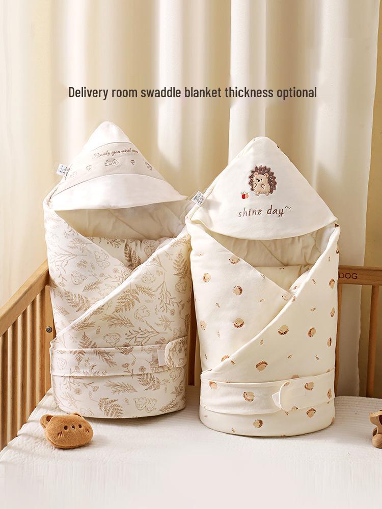 Thick Pure Cotton Newborn Swaddling Blanket for Delivery Room or Outings In Spring, Autumn, Winter