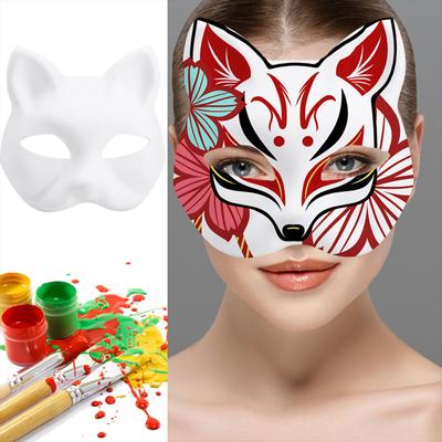 DIY Kattenmasker Halloweenfeestmasker Handgeschilderd Vossenmasker Anime Cosplay Masker Halve Gezichtsmasker Dier Masker Maskerade Masker
