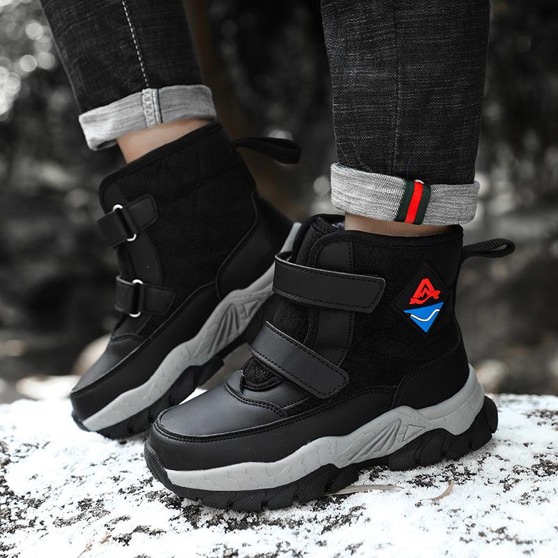 Children Warm Snow Boots Kids Winter Cotton Shoes Non-slip Snow Outdoor Warm Plush Boots High Top Warm Furry Footwear Waterproof Warm Sneakers