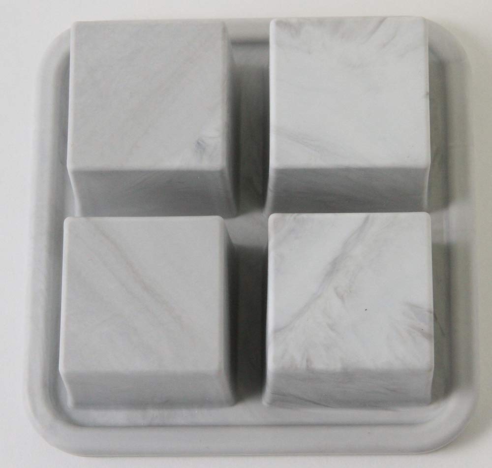 Maitre Francais IT-SL4 GM Silicone Ice Tray, 4-Cavity, Gray Marble, Square, Large Cube