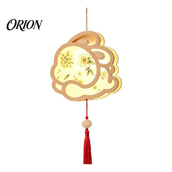 Handgefertigtes Papierlaternen-Bastel-DIY-Kit im chinesischen antiken Stil, handgehalten beleuchtbar mit LED-Lichterkette & traditionellem Quasten-Dekor, Hase Schmetterling Lotus