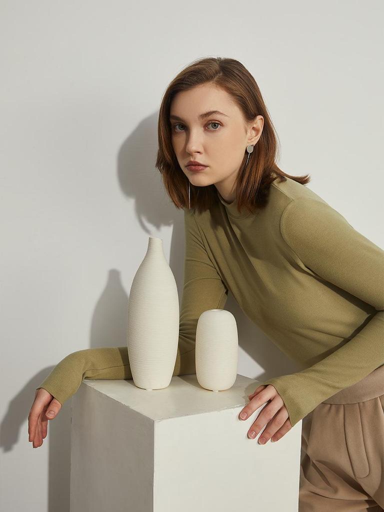 Women's Hyaluronic Acid Thermal Slimming Long Sleeve T-Shirt - Half High Neck, Autumn/Winter Base Layer