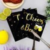 40 Pcs Cheers & Beers Napk Cheers Beer Party Supplies Disposable Cocktail Napk Black and Gold Foil Paper Napk for 30th 40th 50th 60th 70th 80th 90th