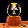 Crystal Ball Night Light with Three Rose Stickers – Elegant Desktop Ornament & Birthday Gift for Girls, Friends, or Boyfriend