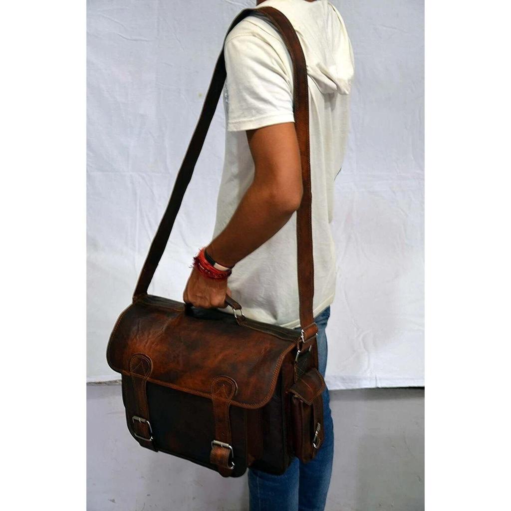 Handmade Briefcase Bag Satchel Men's Very Lightweight Leather Laptop Messenger