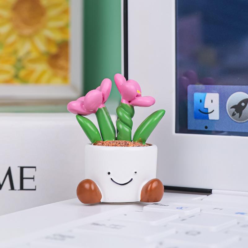 

Милые выражения цветочных горшков, Украшения для горшечных цветов, Мини-декор для рабочего стола из смолы, Свежий и чистый Freesia