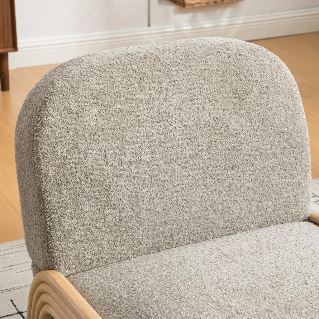 Scandinavian Fabric Lounge Chair – Soft Chenille Fabric and Sturdy Wood Frame, Ideal for Living Room & Bedroom, Gray