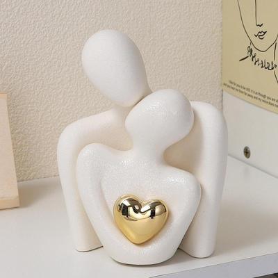 Ceramic Couple Sculpture for Engagement Valentine's Day Wedding Gifts Table Decoration