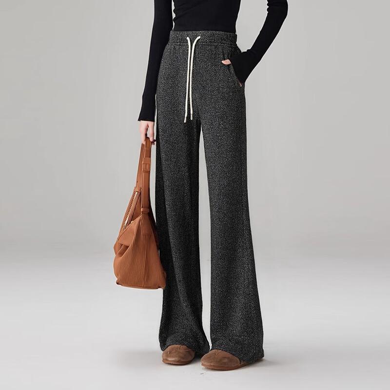 Women's Wool Blend Straight-Leg Casual Trousers