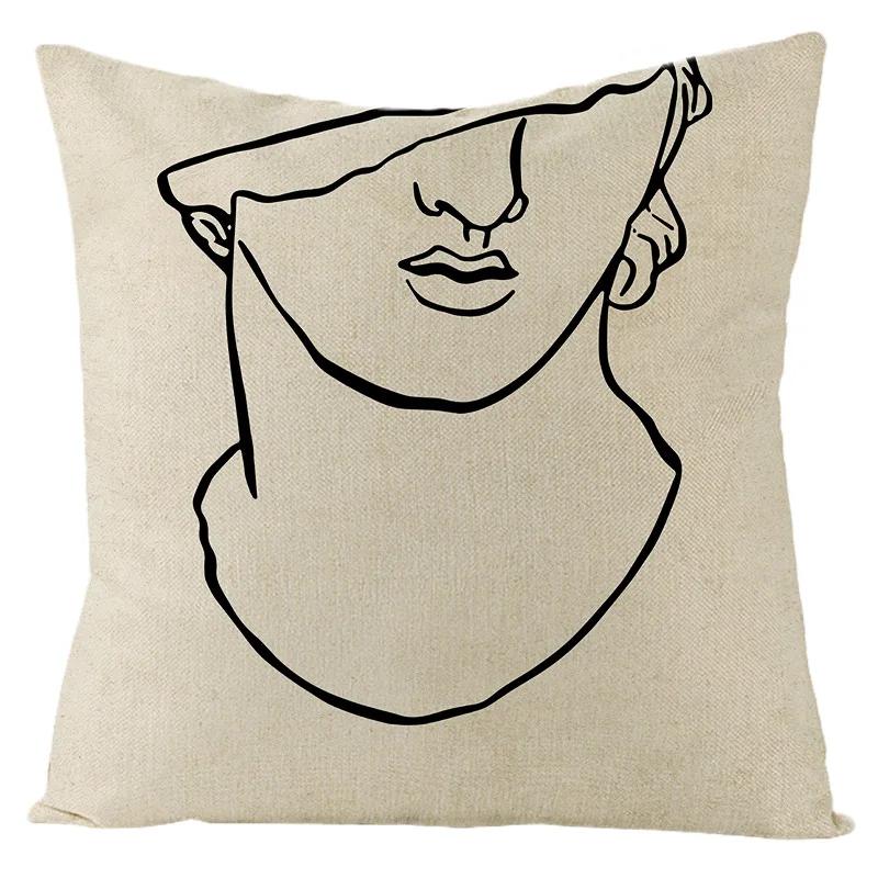 Nordic Abstract Linen Pillowcase Home Sofa Bedside Cushion Pillowcase 45x45cm Home Fashion Art Painting Printed Pillow Case
