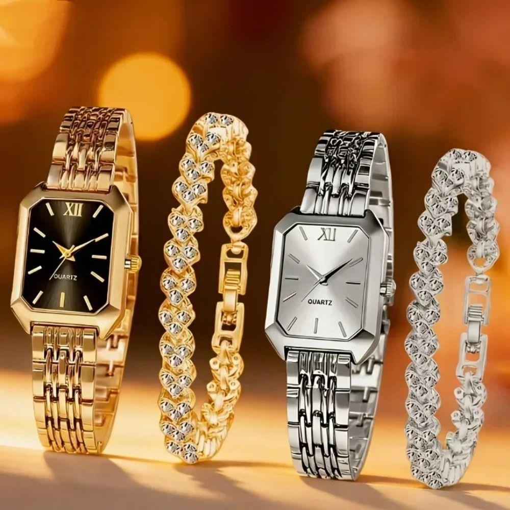 Fashion Women Quartz Watch Rectangle Rectangle Rhinestone Quartz Watch Daily Use