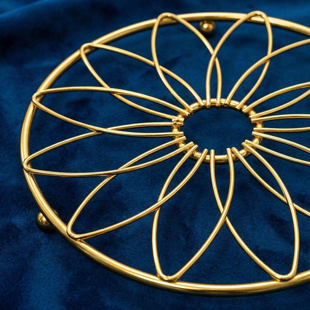 Heighted Foot Iron Insulation Pad Round/Square Non-slip Metal Pot Mat Easy To Clean Table Protection Gold Trivets