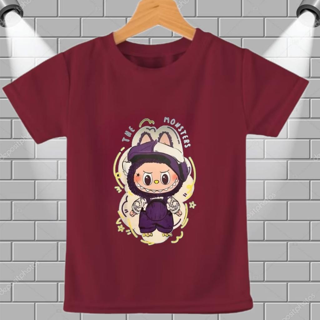 2025 New LABUBUT Shirt LABUBU Style Round Neck Short Sleeved Casual Girls' Clothing Top