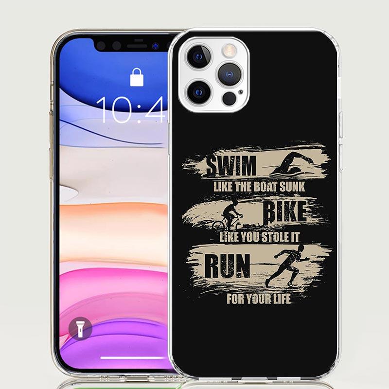 Triathlon Swim Bike Run Phone Case for Apple iPhone 17 Air 16 15 Plus 14 + 13 Mini 12 11 Pro Max 7 8 SE 16Max Soft Shell Cover C
