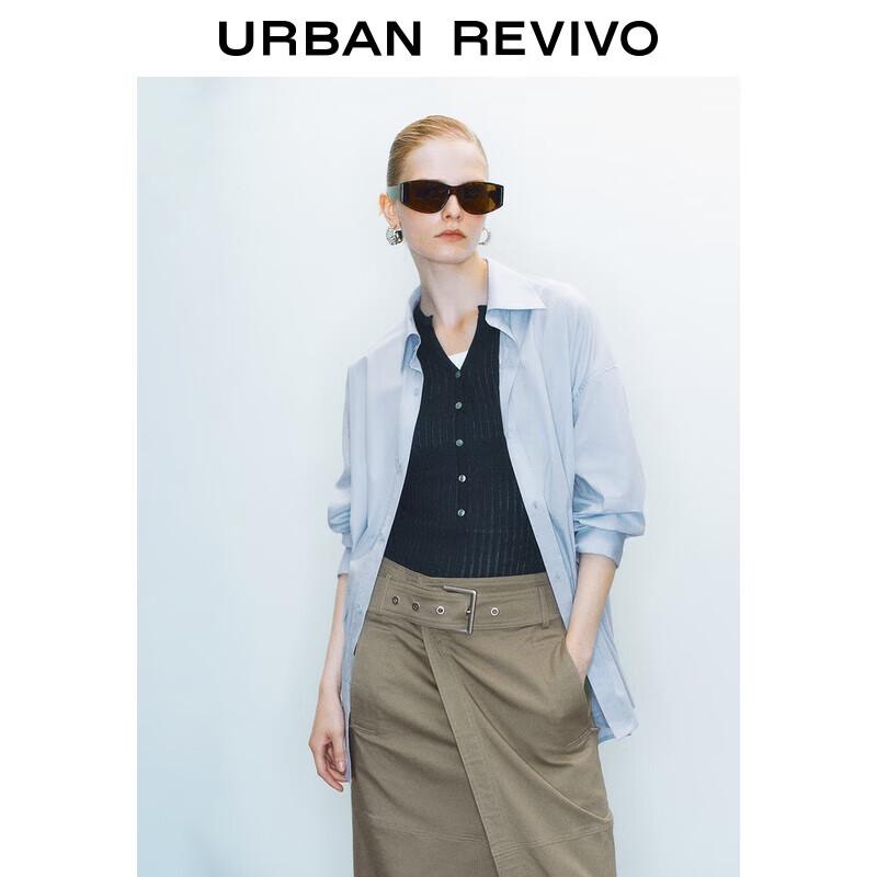 

UR 2025 Autumn Women s Pin-Decorated Long Sleeve Casual Shirt L