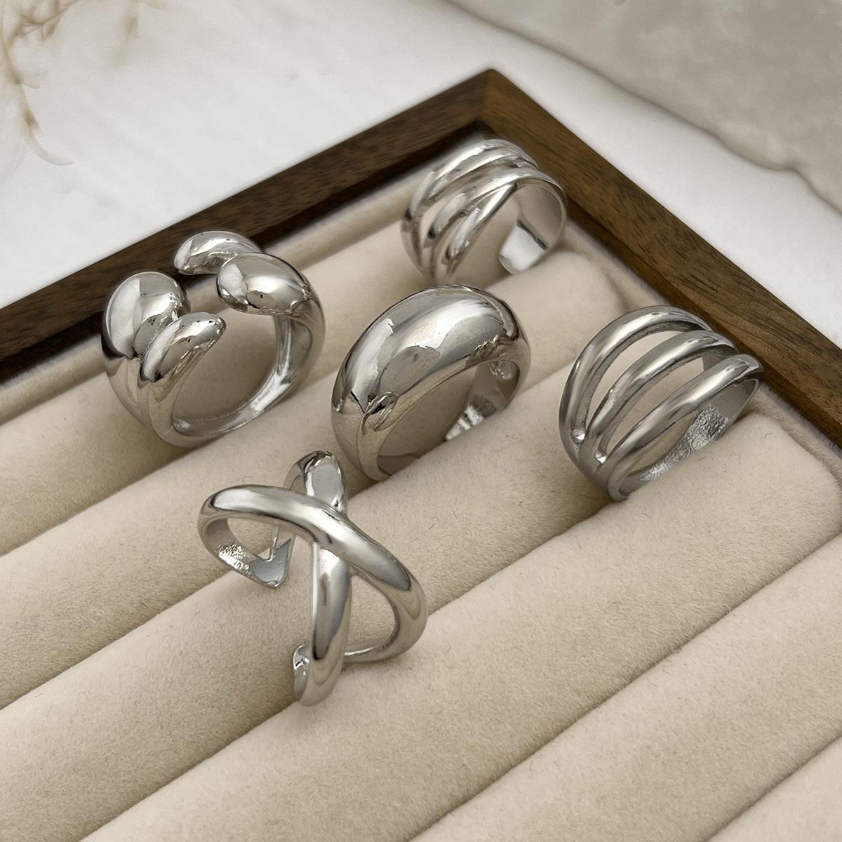 

Ingemark 5Pcs/Set 2026 New Irregular Water Drop Open Rings for Women Elegant Metal Gold Color Finger Rings Jewelry Accessories