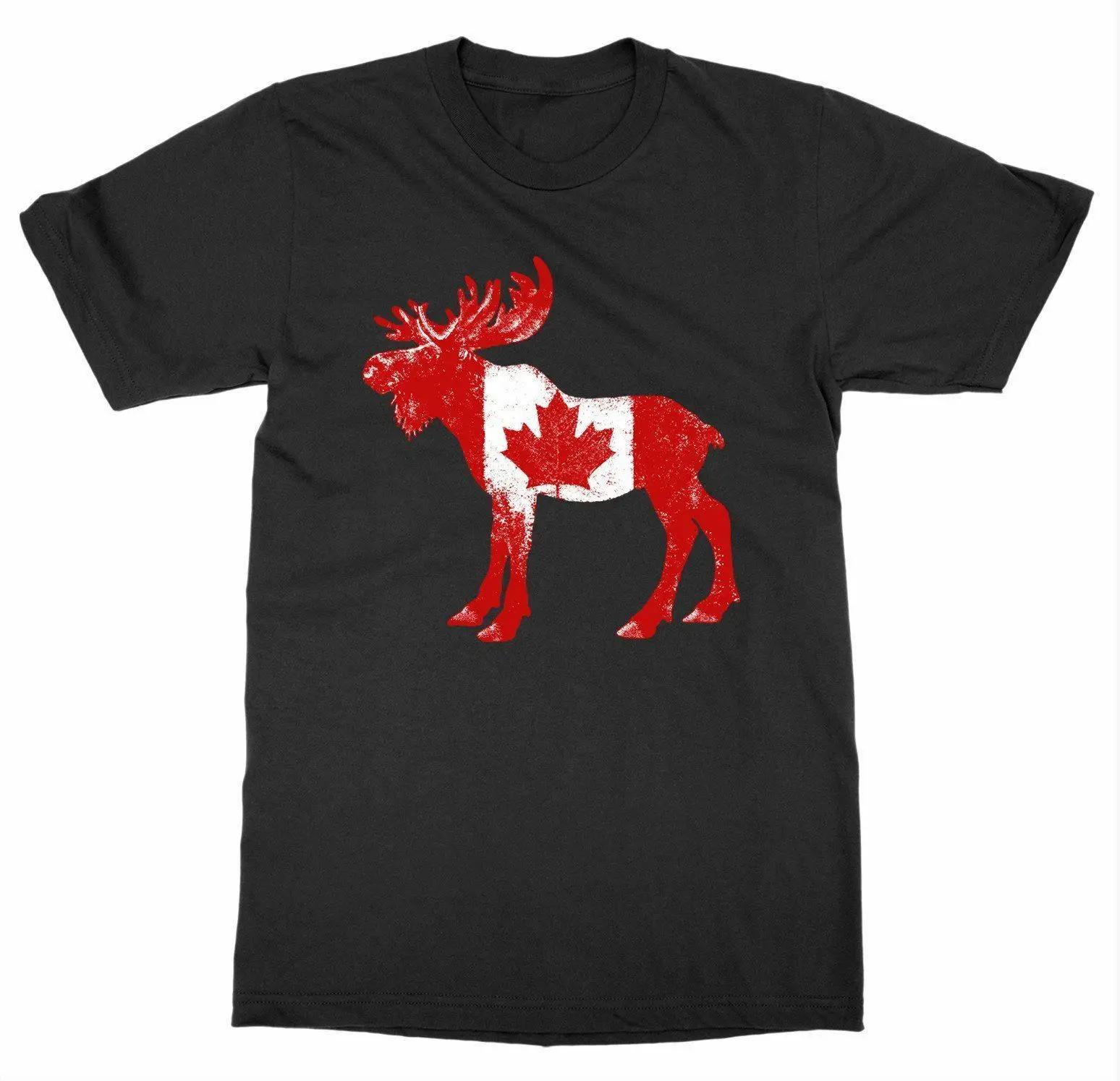 

Fashion Design Canada Flag In Moose Printed TShirt 100 Cotton ONeck Short Sleeve Summer Casual Mens Tshirt Streetwear 4XL