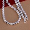 4-10mm Beads Chain 925 Sterling Silver 45cm Necklace Exquisite Luxury Fashion For Women Jewelry