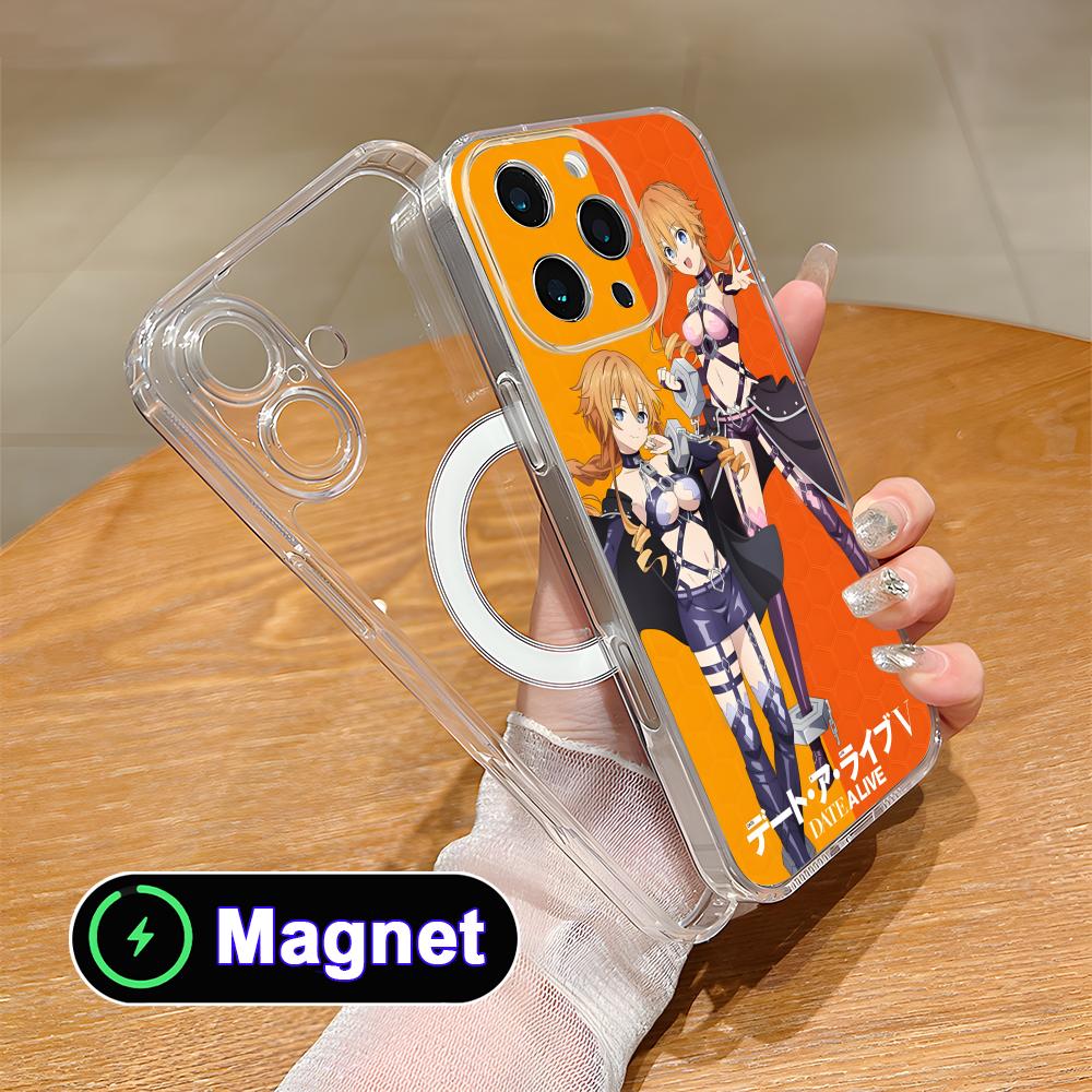 Date a Live Yamai Kaguya Clear Magsafe Mobile Phone Case for iPhone 17 16 15 14 13 12 11 Air Pro Max Plus Mini Colorful Cover