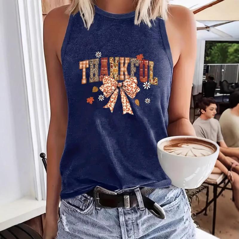 A Loose Large Vest with A Women's Style Thanksgiving Pattern