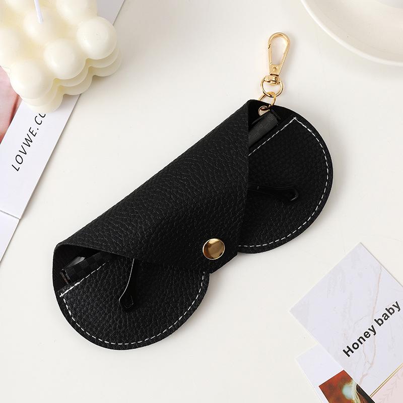 

1pcs Litchi Embossed Glasses Cover Bag PU Leather Sunglasses Reading Glasses Storage Case Bag Portable Travel Eyewear Holder Box чорний