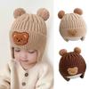 Söt Björn Stickad Öronmuffar Hatt För Barn Vinter Tjock Varm Ullhatt För Spädbarn Och Småbarn