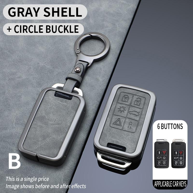 5/6 Buttons Zinc Alloy+ Leather Car Remote Key Case Cover Protection Holder Shell Key Fob for Volvo XC60 V60 S60 S80 XC70 V40