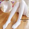 Dámské bílé punčochové kalhoty Lolita s fleecovou podšívkou: Měkké, Zesílené, Hřejivé spodní kalhoty na podzim a zimu