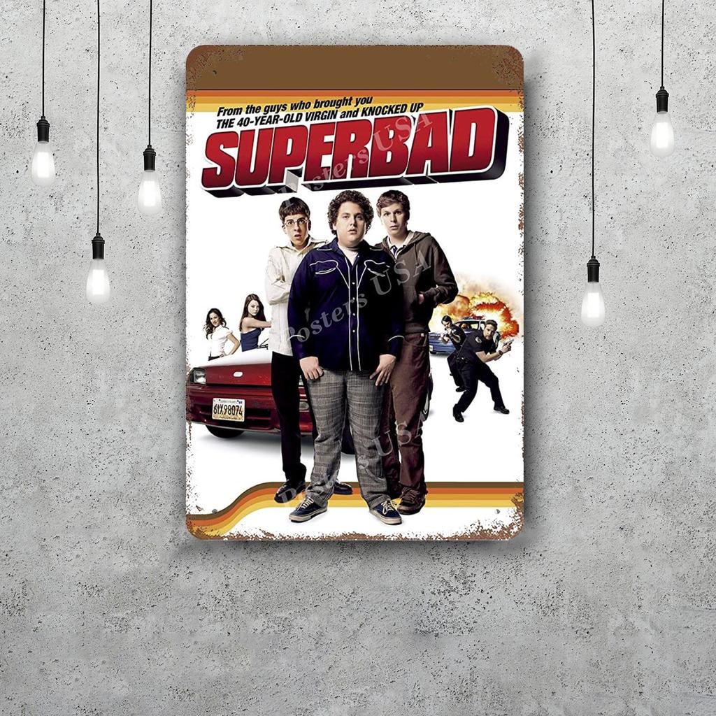 Super Bad Movie Classic Poster Rusty Metal Plaque Retro Decorative Plate Bar Man Cave Garage Club Metal Sign Wall Decoration