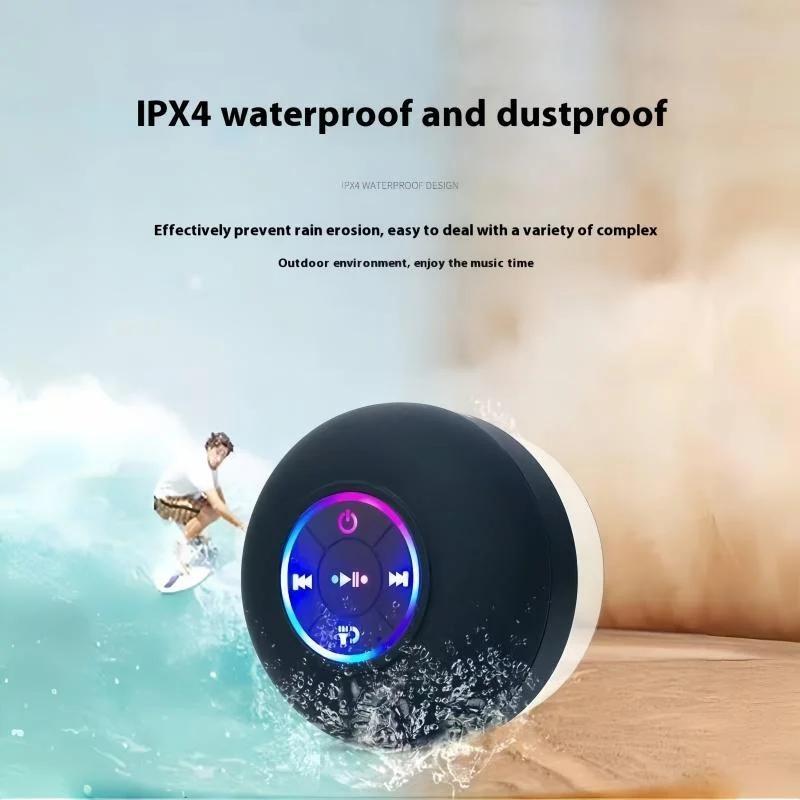 רמקול Bluetooth רמקול מיני סאבוופר למקלחת עמיד במים דיבורית עם מיקרופון כוס יניקה לאמבטיה בריכה חוף רכב טלפון