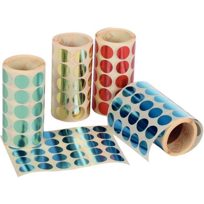 Gommettes rondes - apli - ø 20 mm - métallisées - 4 rouleaux - adhésif permanent