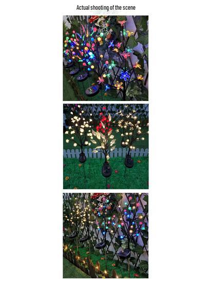 Solar Cherry Blossom Waterproof Outdoor Branch Lawn Lights, Warm Decorative Courtyard Lights for Holidays