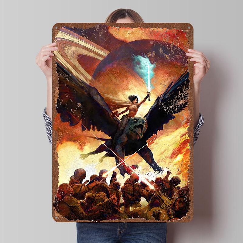 Rebel Moon Print Tinplate Posters Customizable Wall Art Retro Vintage Metal Tin Signs for Home and Decoration Gaming Desk Decor