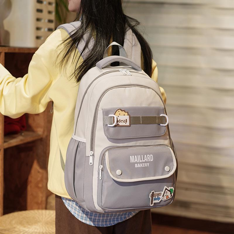 School bag Korean version of high-value tooling school bag, light waterproof, load-reducing ridge backpack, large-capacity fashionable