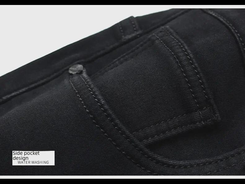 Pánské špičkové černé elastické džíny slim-fit