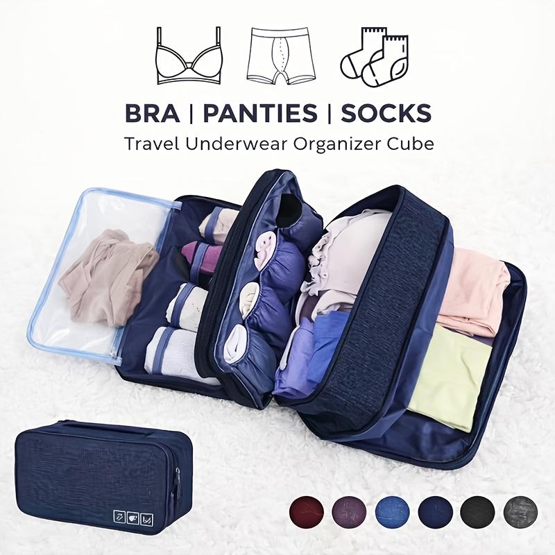 Travel Underwear Organizer Foldable Zipper Pouch Lingerie Bra Sock Hanging Durable Fabric Space Saving Suitcase Storage Gear