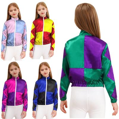 Kids Equestrian Show Jumping Costume: Girls Long Sleeve Riding Jacket with Zipper & Patchwork, Halloween Role Play Outfit