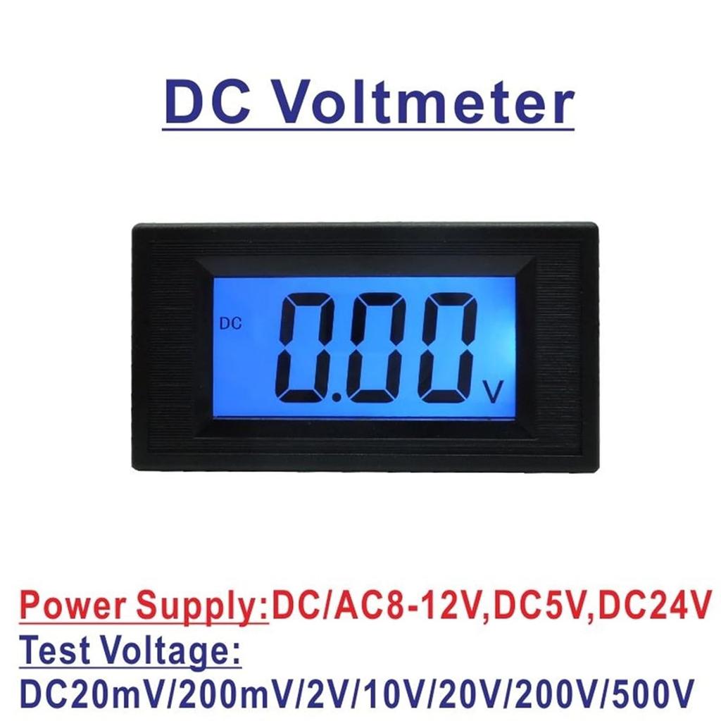LCD Digital Voltmeter DC 200mV 2V 20V 200V 500V Voltage Meter Volt Panel Tester Volt Gauge Voltmetre Power Supply 8-12V(DC500V,Power DC or AC8-12V)