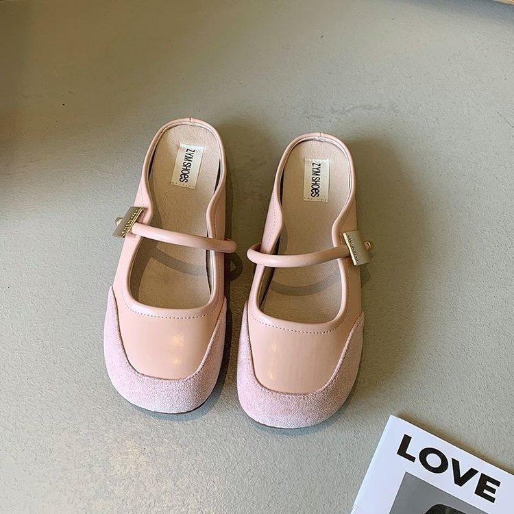 

Go out with skirts, flat bottom shallow mouth single shoes, women s 2025 spring and summer new design sense, French Mary Jane bag head slippers 40