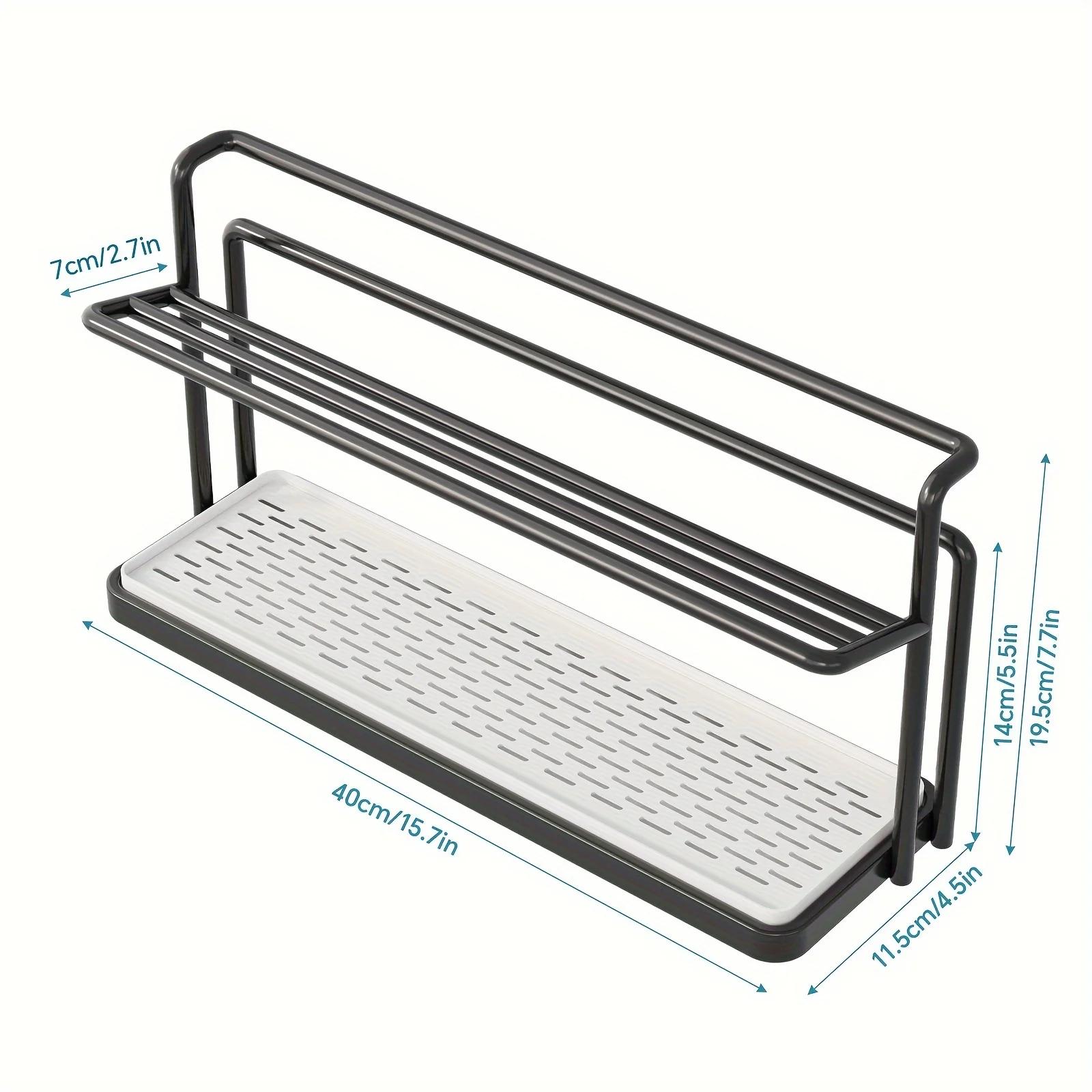 

2-Tier Carbon Steel Bottle Drying Rack with Drain Tray Wide Jug Storage Stand Kitchen Counter Organizer Shelf чёрный