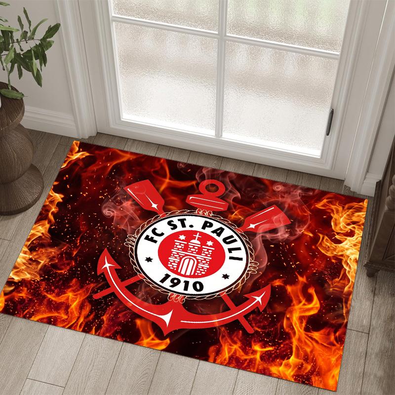 Fulham Football Design Crystal Velvet Carpet Cozy Non?Slip Printed Rug For Bedroom Living Room Entrance