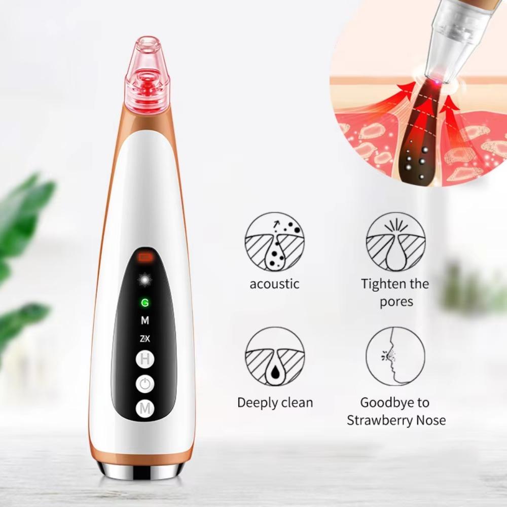 Hot Compress Electric Blackhead Remover With 6 Replacement Head Vacuum Suction Acne Tool  Women