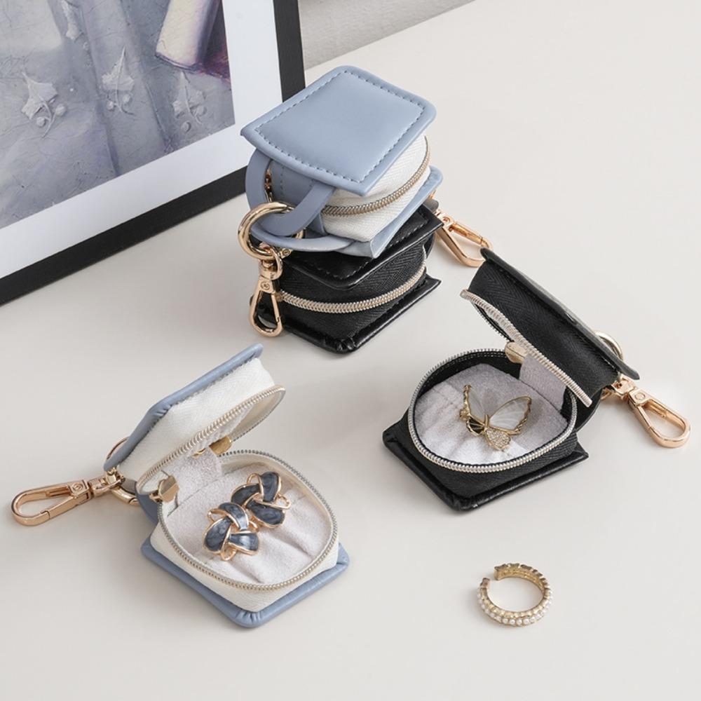 Cute Mini PU Jewelry Box With Keychain Bracelet Storage Boxes Jewelry Display Box  Wedding
