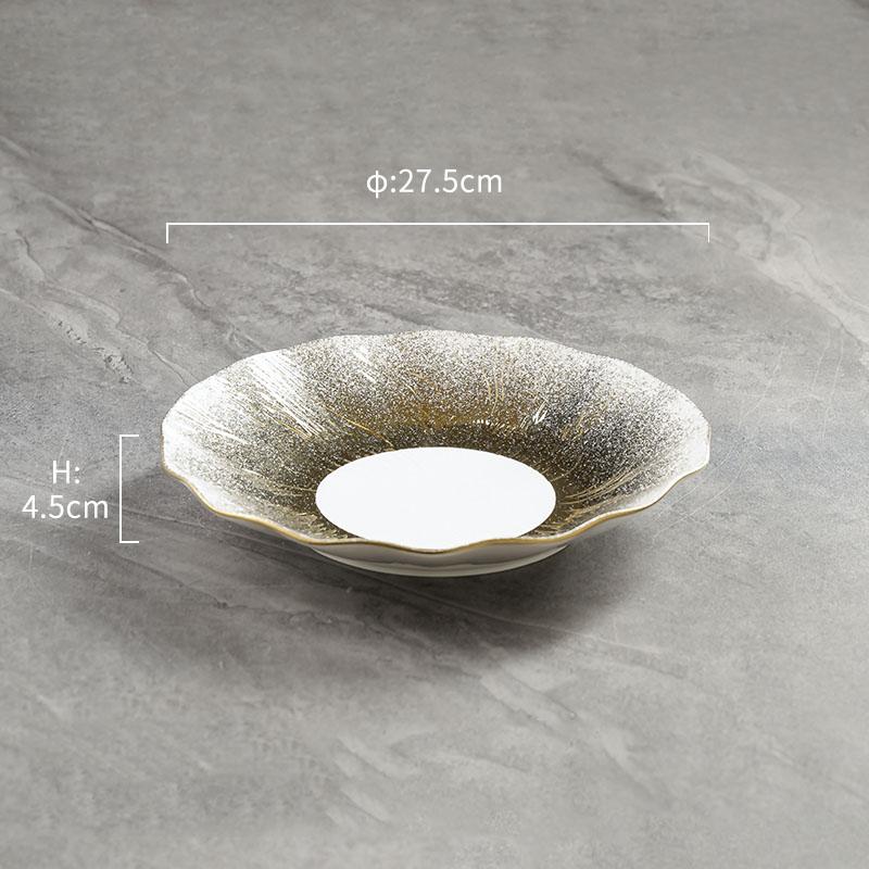 Creative Flowing Sand Ceramic Deep Plate Salad Plate Italian Noodle Plate Dessert Plates Molecular Cuisine Specialty Tableware