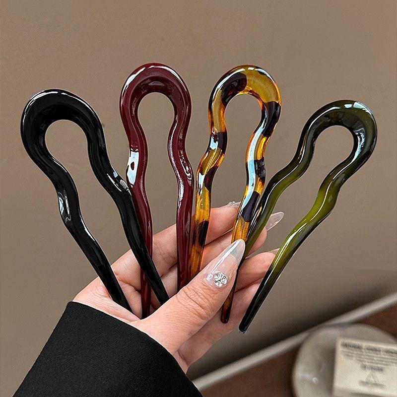 Elegant U-Shaped Hair Fork Fashion Simple Geometric Design Hair Sticks For Women Girls Temperament Hair Accessories Gifts