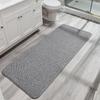 Grey Thin Bathroom Long Floor Mat 53.34cm × 119.38cm Quick Drying Non Slip Machine Washable Low Fleece Bathroom Floor Mat