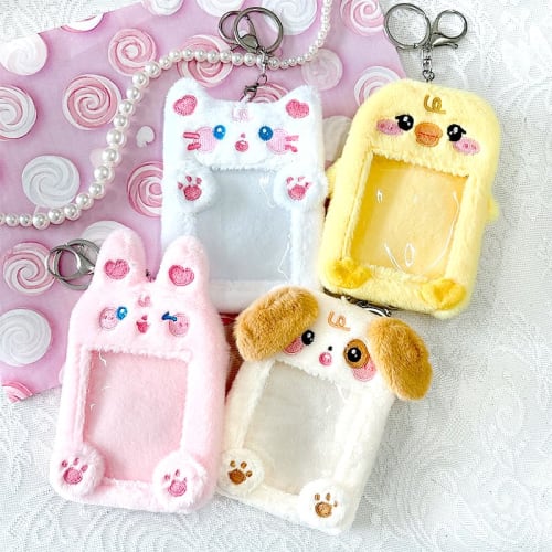 Animal-Shaped Trading Card Case Vol. 2, Korean Keychain, Duck, Collectible, Trading Card Holder, Korean Goods, Fluffy Cat, Women's, Polyester, Card Ho